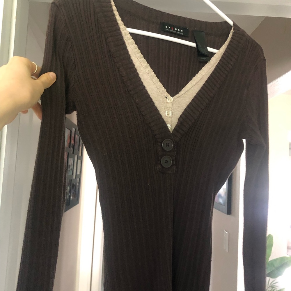 AXCESS Y2K Vintage brown Long SleeveTop, fits a S